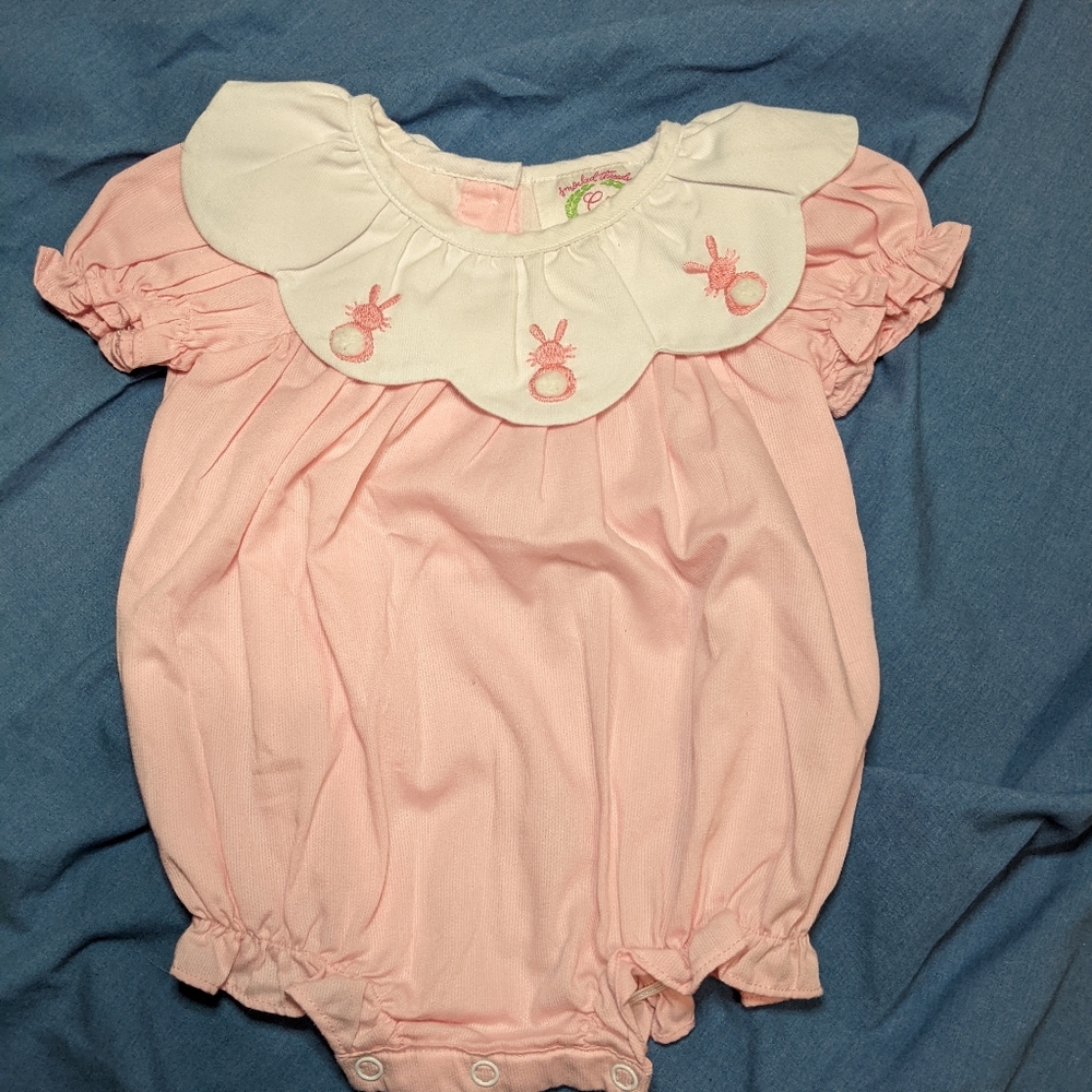 Cecil & Lou Smocked Threads Bunny Bubble Jumper | 0-3M